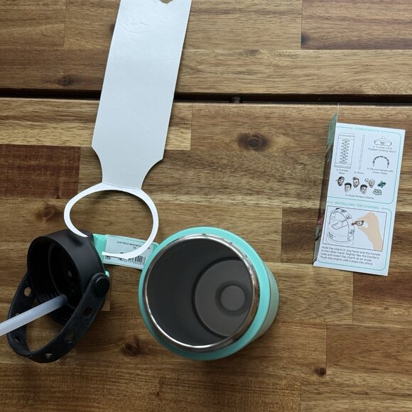 NWT Dude Perfect 24oz Water Bottle Teal w Handle & Leakproof Lid Missing Charms - Picture 10 of 12